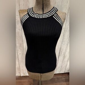 Tracy M Black and White Embellished Top